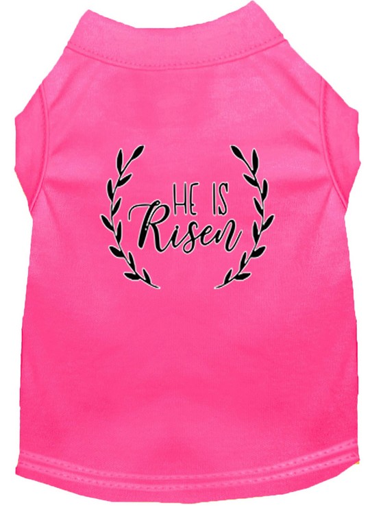 He Is Risen Screen Print Dog Shirt Bright Pink Lg